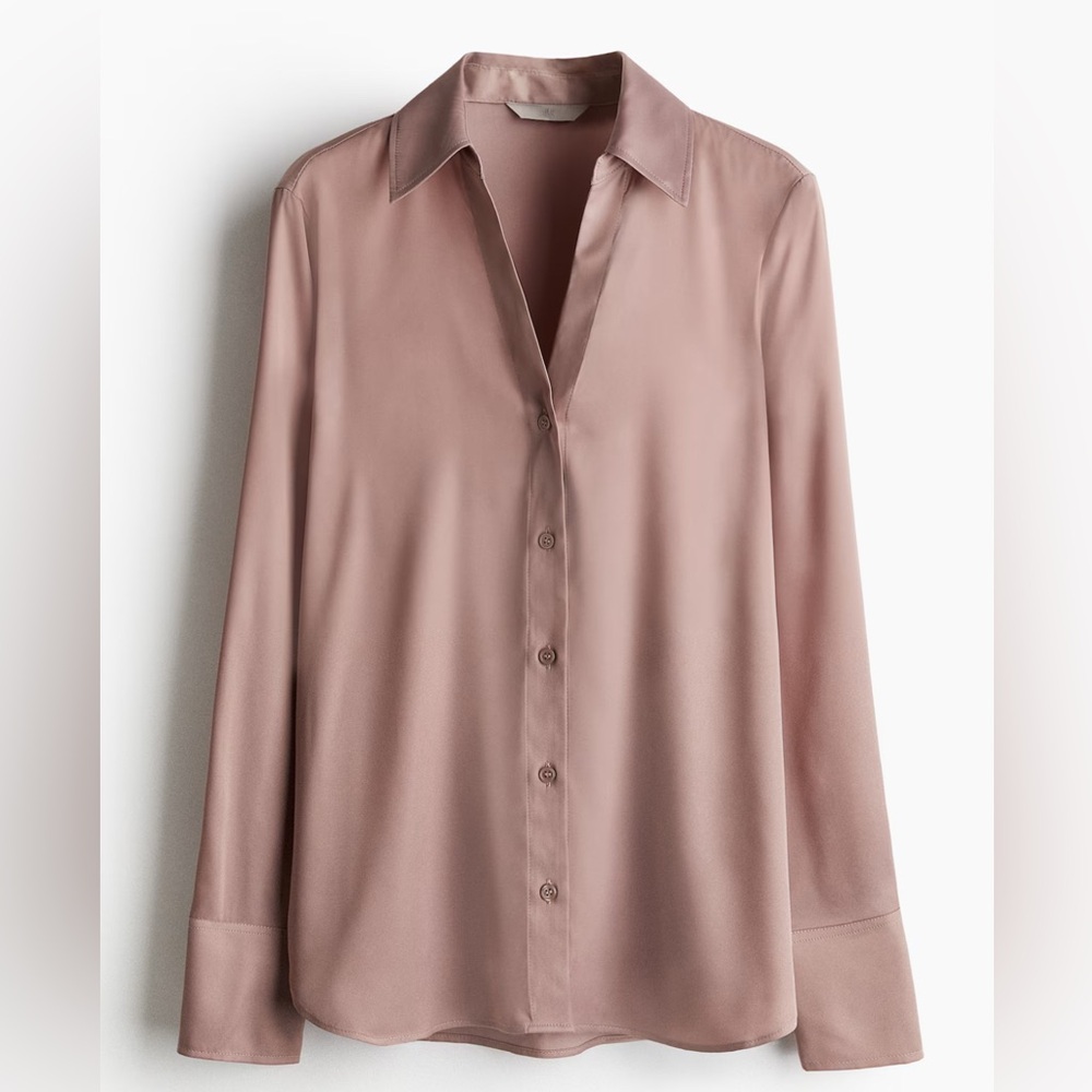 H&M Satin Button Down Blouse in “Old Rose”